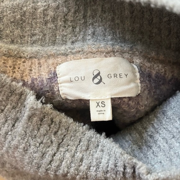 Lou & Grey Sweater Size XS Mock Neck Gray Fair Isle Tunic Winter Comfy Cozy - Picture 9 of 12